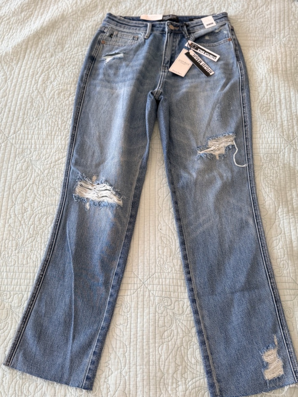 Judy Blue Light Blue Distressed Straight Leg Jeans